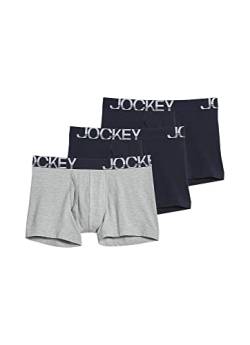 Jockey Herren-Boxershorts, Baumwolle, niedrige Taille, Stretch, kein Fahren, 3er-Pack, True Navy/Grey Heather/True Navy, X-Large von Jockey