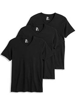 Jockey Herren T-Shirts Baumwolle Stretch V-Ausschnitt T-Shirt - 3er Pack, schwarz, Mittel von Jockey