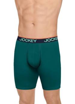 Jockey Herren-Unterwäsche, scheuerfest, Mikrofaser, 21,6 cm langes Bein, Boxer B, Deep Lagoon, Medium von Jockey