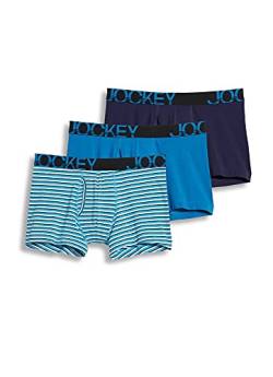 Jockey Herren Unterwäsche ActiveStretch 10,2 cm Boxershorts – 3er-Pack, True Navy/White & Blue Stripe/Turquoise, Medium von Jockey