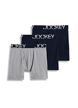 Jockey Herren Unterwäsche ActiveStretch 17,8 cm langes Bein Boxershorts – 3er-Pack, True Navy/Grey Heather/True Navy, Medium von Jockey