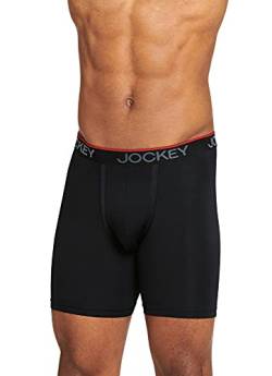 Jockey Herren Unterwäsche scheuerfeste Tasche Mikrofaser 12,7 cm Boxershorts, schwarz, Large von Jockey