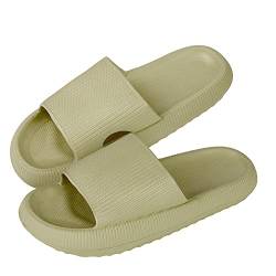 Jodimitty Badeschuhe Damen Cozyslides Hausschuhe rutschfeste Badeschuhe Sommer Strand Pool Sliders, Eva Super Weich Massage Kissen Schlappen Dicke Unterseite Hausschuhe (Grün, 35/36 EU) von Jodimitty