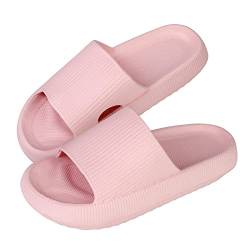 Jodimitty Badeschuhe Damen Cozyslides Hausschuhe rutschfeste Badeschuhe Sommer Strand Pool Sliders, Eva Super Weich Massage Kissen Schlappen Dicke Unterseite Hausschuhe (Rosa, 37/38 EU) von Jodimitty