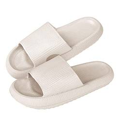 Jodimitty Badeschuhe Damen Cozyslides Hausschuhe rutschfeste Badeschuhe Sommer Strand Pool Sliders, Eva Super Weich Massage Kissen Schlappen Dicke Unterseite Hausschuhe (Weiß, 35/36 EU) von Jodimitty