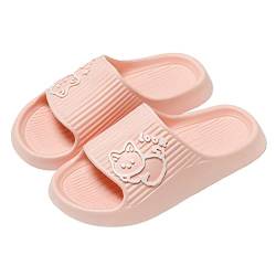 Jodimitty Hausschuhe Damen Katzenmuster Badeschuhe, EVA Super Weich Rutschfest Cozyslides Original Slippers Wolkenschuhe Herren Damen Cozislides Dicke Unterseite Schlappen (Rosa, 37/38 EU) von Jodimitty