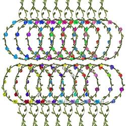16 Stück Blumenkranz Blume Krone Stirnband,Haar Garland Leaf Ribbon,Kopfschmuck Mehrfarbige Böhmische Kopfbedeckung,für Kinder Frauen Mädchen Braut Brautjungfer,Hochzeitsfest Feiertag Geburtstag Party von Jodsen