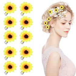 16 Stück Gänseblümchen Haarspangen Kleine Blumen Haarnadeln Mini Sonnenblumen Haarspange Strandhochzeit Blumen Haarspangen für Frauen Mädchen Blumen-Kopfschmuck Haarstyling Zubehör für Party (Gelb) von Jodsen