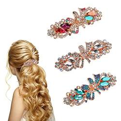 3 Stück Haarspangen für Frauen Mädchen,Französische Vintage Braut Haar Accessoire,Kristall Strass Haarspangen,Elegante Metall Haarnadeln Blume für Damen Dickes Haar Haarschmuck Muttertagsgeschenke von Jodsen