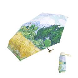 Jodsen Faltbarer Mini Regenschirm, 6 Rippen Kompakter Regenschirm Winddicht Stark, Taschenschirm mit Aquarellmustern, UV Schutz Regenschirm Klein, Schnell Trocknend Regenschirm für Frauen Männer (C) von Jodsen