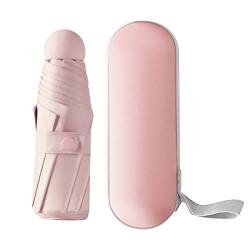 Regenschirm Taschenschirm,6 Rippen Faltbarer Reiseschirm Taschenschirm Sturmfest Mini-Anti-UV-Regenschirm Schnelltrockener und ultraleichter kompakter Klappschirm für Männer Frauen 90x55cm (Pink) von Jodsen