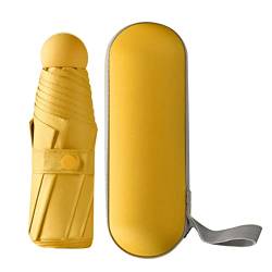 Regenschirm Taschenschirm,6 Rippen Faltbarer Reiseschirm Taschenschirm Sturmfest Mini-Anti-UV-Regenschirm Schnelltrockener und ultraleichter kompakter Klappschirm für Männer Frauen 90x55cm (Yellow) von Jodsen