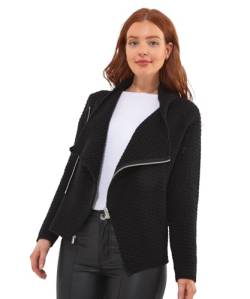 Joe Browns Damen Asymmetric Zip Drape Front Long Sleeve Cardigan Sweater, Black, 40 von Joe Browns