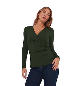 Joe Browns Damen Basic Slim Fit Mock Wrap Front Long Sleeve Jersey Top Hemd, Green, 36 von Joe Browns