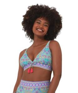 Joe Browns Damen Bikinioberteil aus recyceltem Material, helles Fliesendruck Bikini, Blau/Mehrfarbig, 40 von Joe Browns