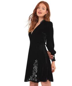 Joe Browns Damen Boutique Star Embellished Wrap Front Velvet Mini Dress Kleid für besondere Anlässe, Black, 38 von Joe Browns