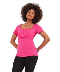 Joe Browns Damen Geraffte Brust, gerüschte Vorderseite, Kurze Ärmel, Jersey-Oberteil Hemd, Rose, 40 von Joe Browns