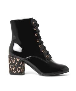 Joe Browns Damen Leopard Shimmer Patent Heeled Ankle Boots Stiefelette, Black Multi, 41 EU Weit von Joe Browns