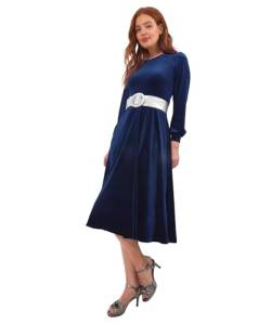 Joe Browns Damen Puff Sleeve Full Skirt Velvet Midi Dress Lässiges Abendkleid, Midnight, 40 von Joe Browns