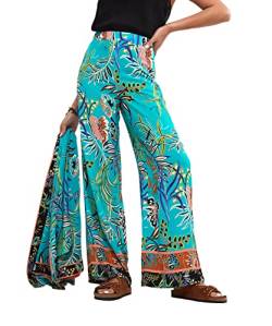 Joe Browns Damen Tropical Palm Print Co Ord Taillierte weitem Bein Lässige Hose, blau, 42 von Joe Browns