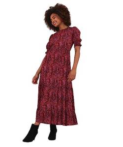 Joe Browns Damen Vibrant Animal Print Puff Sleeve Midaxi Casual Dress, Pink, 44 von Joe Browns