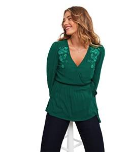 Joe Browns Damen Women'sFloral Embroidered Wrap Long Sleeve Tie Side Top Blouse, Green, 10 von Joe Browns