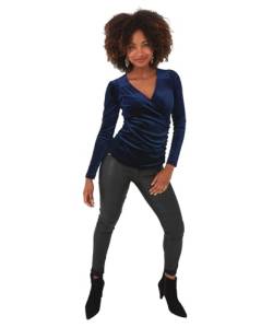 Joe Browns Damen Wrap Front Long Sleeve Velvet Top Hemd, Midnight, 38 von Joe Browns