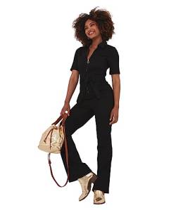 Joe Browns Damen Zip Front Sustainable Stretch Denim Straight Leg Jumpsuit Overall mit geradem Bein, Black, 14 von Joe Browns