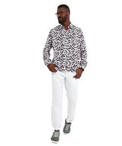 Joe Browns Herren Einfarbige Stiefmütterchen-Bluse mit Blumendruck, Knopfleiste Hemd mit Button-Down-Kragen, weiß, XXL von Joe Browns