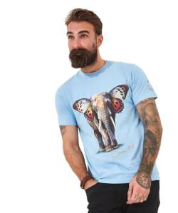 Joe Browns Herren Schmetterlings-Ohren, Elefanten-Grafik, kurzärmelig, Rundhalsausschnitt T-Shirt, blau, L von Joe Browns