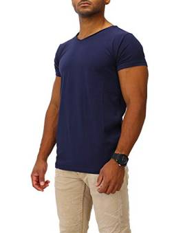 Joe Franks Herren Basic T-Shirts V-Neck HIGH Herren Kurzarm Slim Fit, Blau, S von Joe Franks