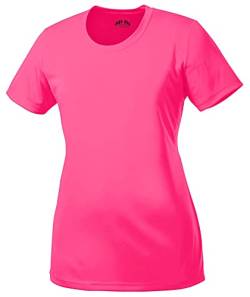 Dri-Equip Sport-T-Shirts für Damen, hohe Sichtbarkeit, Neonfarben, Größen S-4XL, neon pink, Groß von Joe's USA