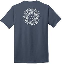 Koloa Surf Hawaiian Honu Turtle Logo Baumwolle T-Shirts in Regular, Big und Tall - Blau - X-Groß von Joe's USA