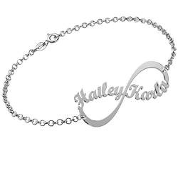 JoelleJewelryDesign Silber Infinity Armband mit Namen Personalisiert Namensarmband/Fußband mit Namen Fashion Schmuck Geschenk für Freundin, Mutter, Schwester von JoelleJewelryDesign