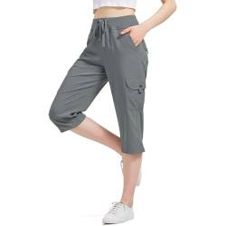 Damen 3/4 Hose UPF 50 Outdoorhose Wanderhose Sommer Freizeithose Jogginghose Khakihose Bequeme elastische leichte Schnelltrocken Outdoor Sporthose mit 6 Taschen Gary-M von Jogwits