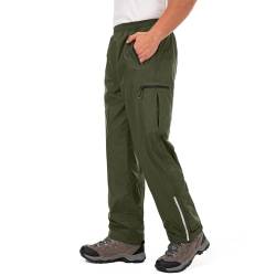 Jogwits wasserdichte Regenhose für Herren Atmungsaktiv Winddicht Outdoorhose Elastischer Bund Hose Leichte Regenhose zum Wandern Camping Golf Army Green-M von Jogwits