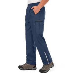 Jogwits wasserdichte Regenhose für Herren Atmungsaktiv Winddicht Outdoorhose Elastischer Bund Hose Leichte Regenhose zum Wandern Camping Golf Blue-M von Jogwits