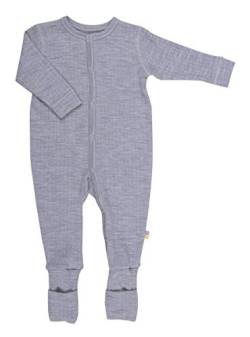 Joha Baby Unisex Schlafoverall aus Reiner Merino-Wolle, Größe:86-92, Farbe:grau Melange von Joha