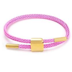 H Armband Schwarz Damen Verstellbare Armband Stahldraht Geflochten Armbänder,Paar-Armband Brautjungfern-Armband Vergoldetes Schnallenarmband Freundschaftsarmband Geschenk Jungen (Rosa) von Johiux