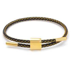 H Armband Schwarz Damen Verstellbare Armband Stahldraht Geflochten Armbänder,Paar-Armband Brautjungfern-Armband Vergoldetes Schnallenarmband Freundschaftsarmband Geschenk Jungen (Schwarzes Gold) von Johiux