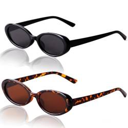 Johiux 2 Stück Vintage Oval Sonnenbrille,Sunglasses für Woman,Sonnenbrille für Damen und Herren,Party Sonnenbrille,Aesthetic Accessoires Sunglasses Woman UV400（2 Stile） von Johiux