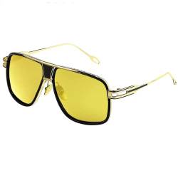Johiux Retro Sonnenbrille Herren 80er Brille Vintage Piloten Sonnenbrillen,Mode Metallrahmen Herren- und Damenbrille Gold Neutrale Steampunk-Brille. von Johiux