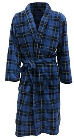 John Christian Thermo Fleece Morgenmantel mit Tartan-Muster - Blau - Herren (Größe XXL) von John Christian