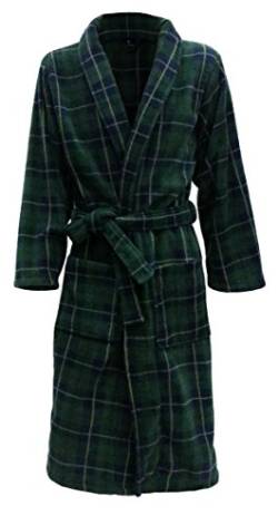 John Christian Thermo Fleece Morgenmantel mit Tartan-Muster - grün dunkelblau - Herren (Größe M) von John Christian