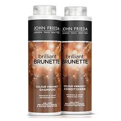 John Frieda Brilliant Brunette Color Vibrancy Shampoo und Conditioner Duo Pack 2 x 500 ml, Shampoo und Conditioner Bundle für brünette Haare von John Frieda