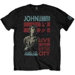 John Lennon Herren Live In NYC T-Shirt, Schwarz (Black Black), Medium von John Lennon