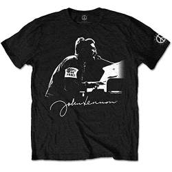 John Lennon Herren People for Peace T-Shirt, Schwarz (Black Black), Large von John Lennon