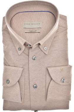 John Miller Slim Fit Hemd hellbraun, Einfarbig von John Miller