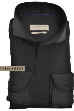 John Miller Slim Fit Longsleeve Poloshirt schwarz, Einfarbig von John Miller