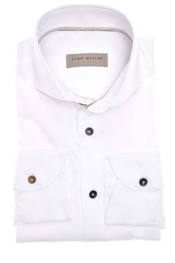 John Miller Tailored Fit Hemd weiss, Einfarbig von John Miller
